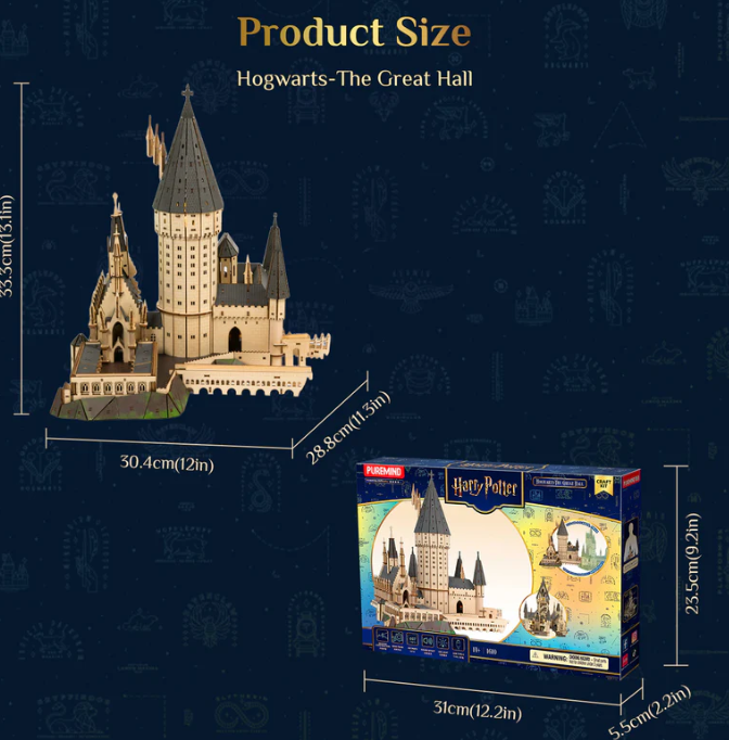 HARRY POTTER - HOGWARTS - THE GREAT HALL - WOODEN SCENE - Immagine 2