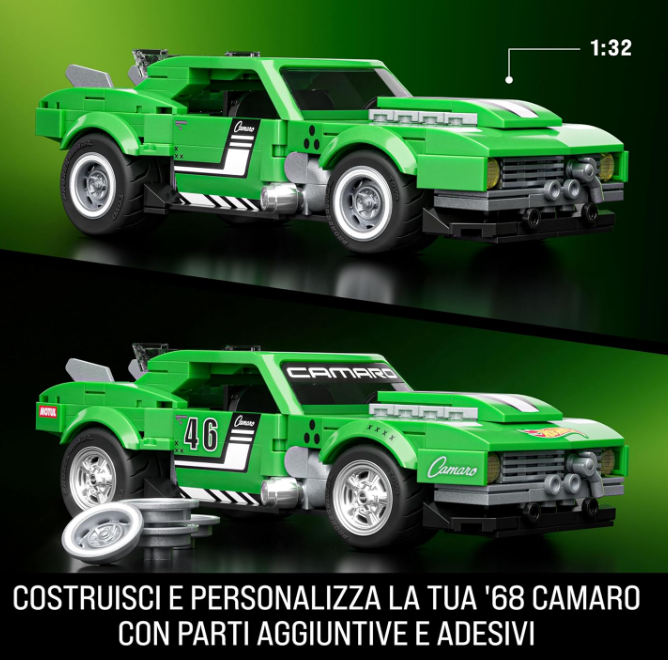 JFT16 - BRICK SHOP X HOT WHEELS - CUSTOM 68 CAMARO - MACCHININA DI MATTONCINI - Immagine 2