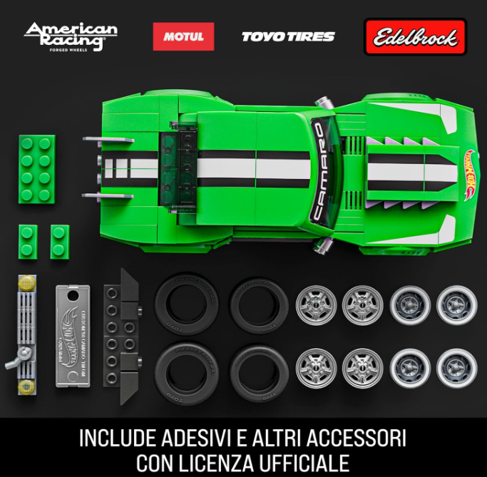 JFT16 - BRICK SHOP X HOT WHEELS - CUSTOM 68 CAMARO - MACCHININA DI MATTONCINI - Immagine 3