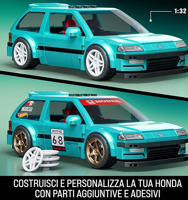 JHF62 - BRICK SHOP X HOT WHEELS - HONDA CIVIC EF CUSTOM '90 - MACCHININA DI MATTONCINI - Immagine 2