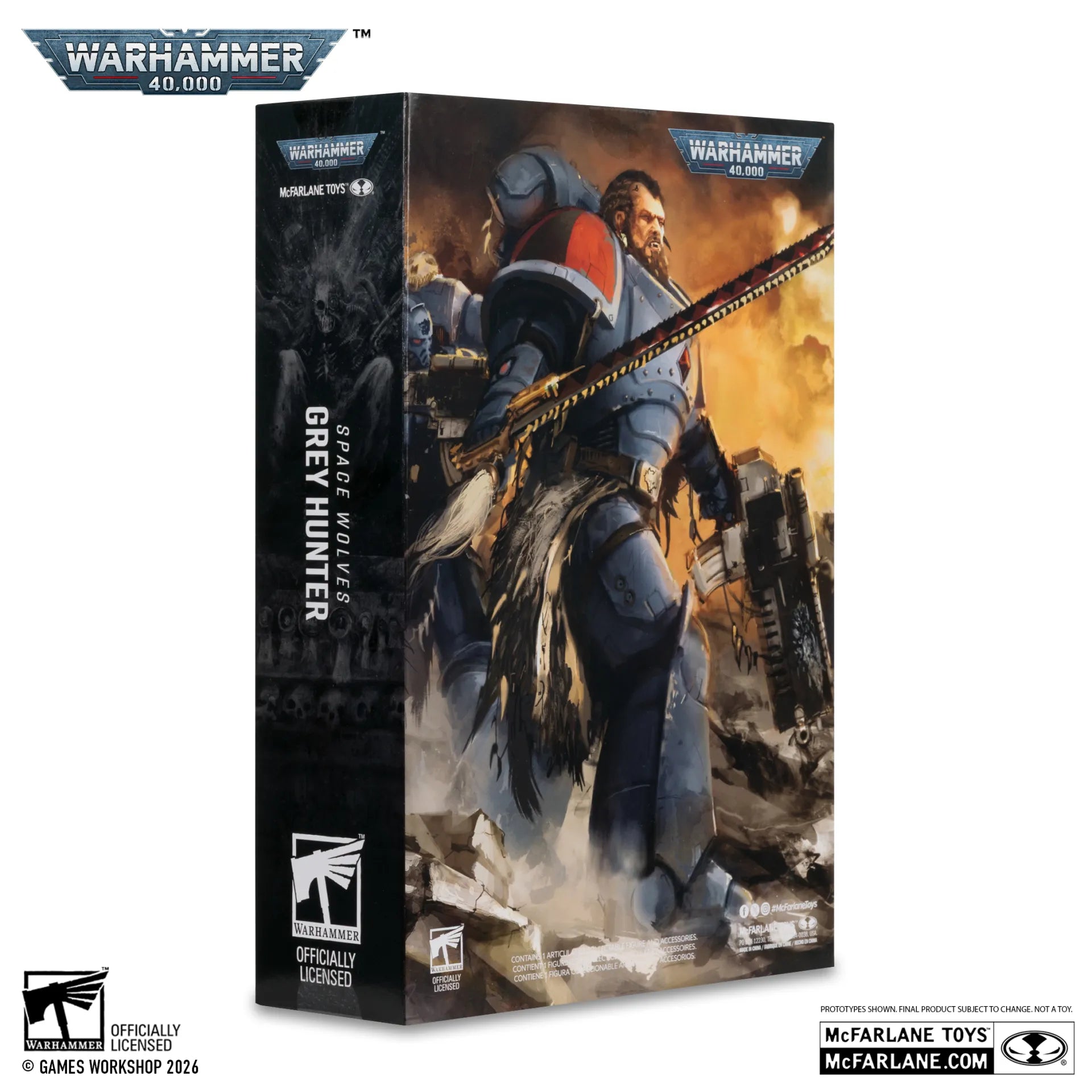 WARHAMMER 40000 FIGURES - SPACE WOLVES GREY HUNTER - ACTION FIGURE 18CM - Immagine 3