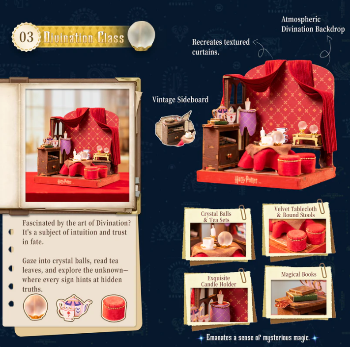 HARRY POTTER - HOGWARTS CLASSES - DIVINATION CLASS - WOODEN SCENE - Immagine 3