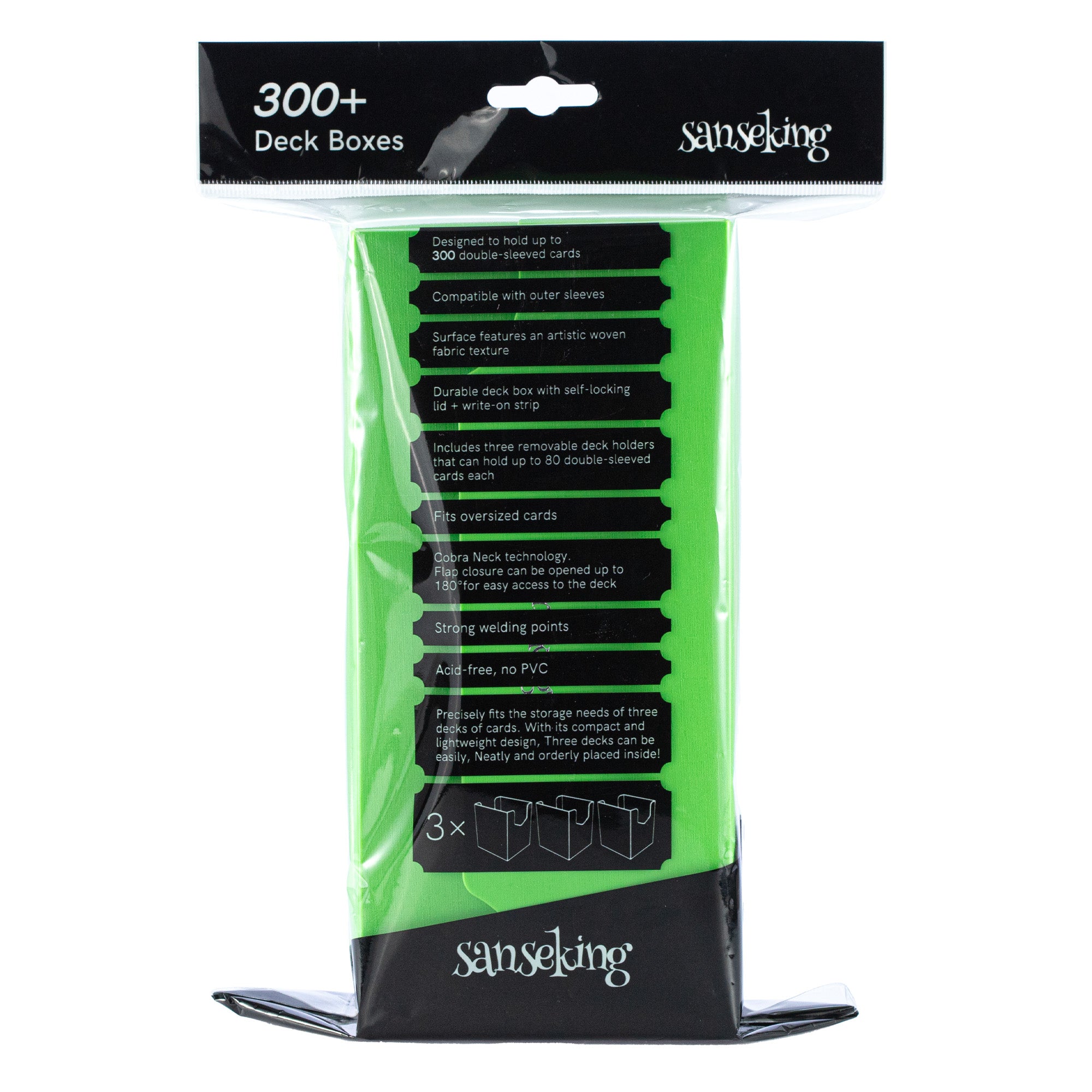 SANSEKING - PLASTIC DECK BOX (300+ CARDS) - GREEN - Immagine 6