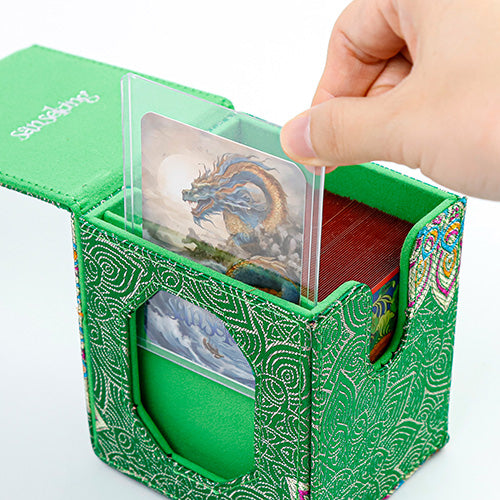 SANSEKING - BROCADE DECK BOX (130+ CARDS) - GREEN LOTUS BLOSSOM - Immagine 4