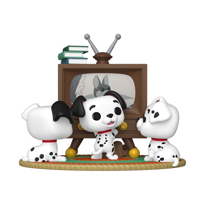 DISNEY: 101 DALMATIANS - POP FUNKO MOMENT VINYL FIGURE 1664 ROLLY, PATCH & LUCKY W/TV 9CM - Immagine 2