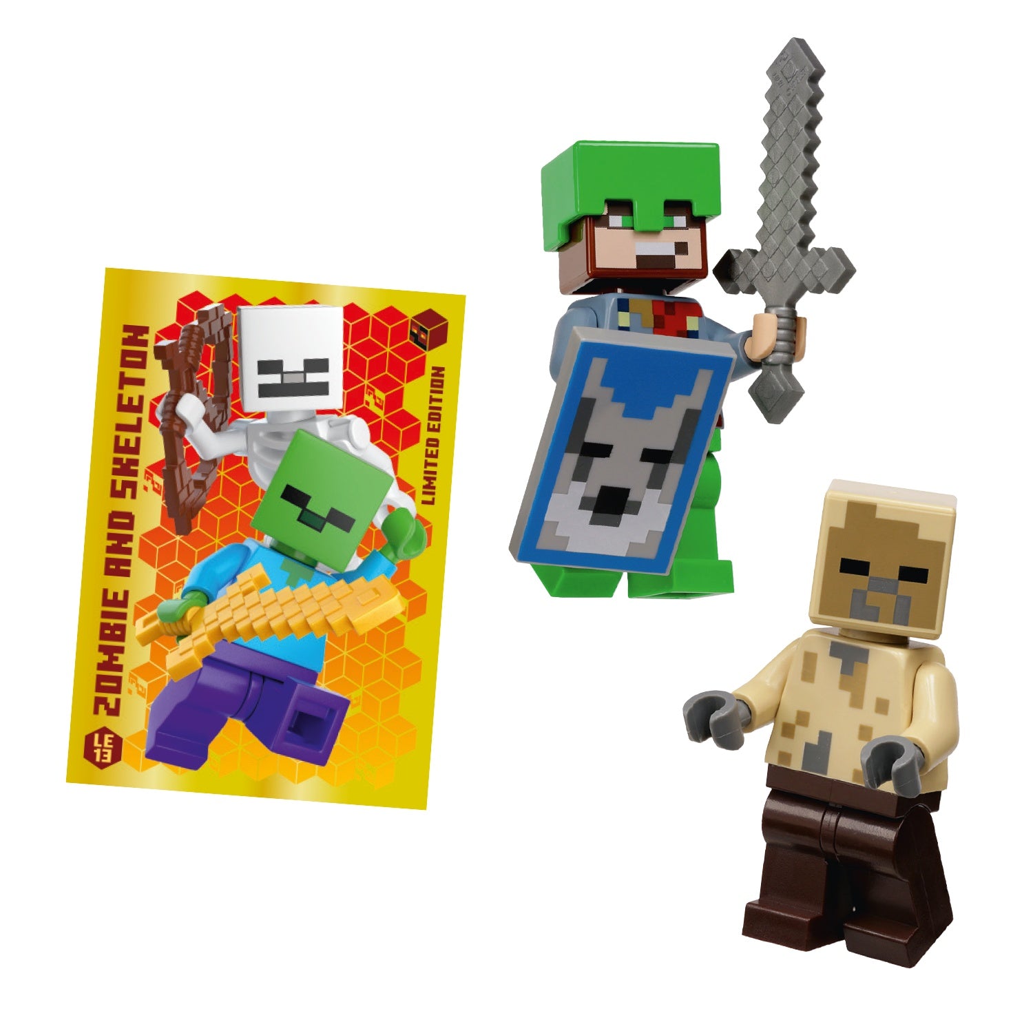 LEGO MINECRAFT PLUS N.16 - HUSK + GUARDIANO + LIMITED CARD LE13 ZOMBIE E SKELETON - Immagine 3