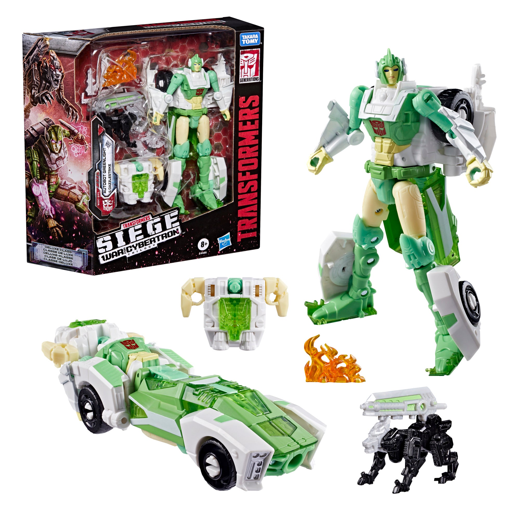 TRANSFORMERS GENERATIONS - WAR FOR CYBERTRON - SIEGE DELUXE CLASS, AUTOBOT GREENLIGHT - ACTION FIGURE 14CM - Immagine 4