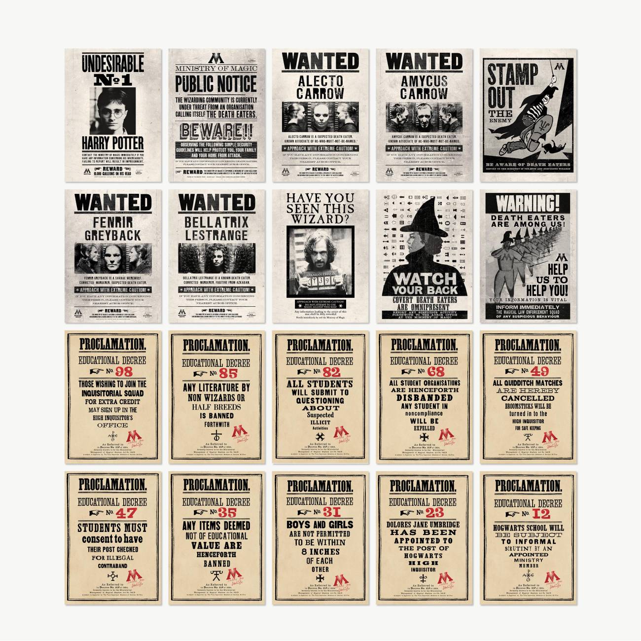 HPC07 - HARRY POTTER - MINISTRY OF MAGIC: PROCLAMATIONS AND WANTED POSTERS - POSTCARD - Immagine 2