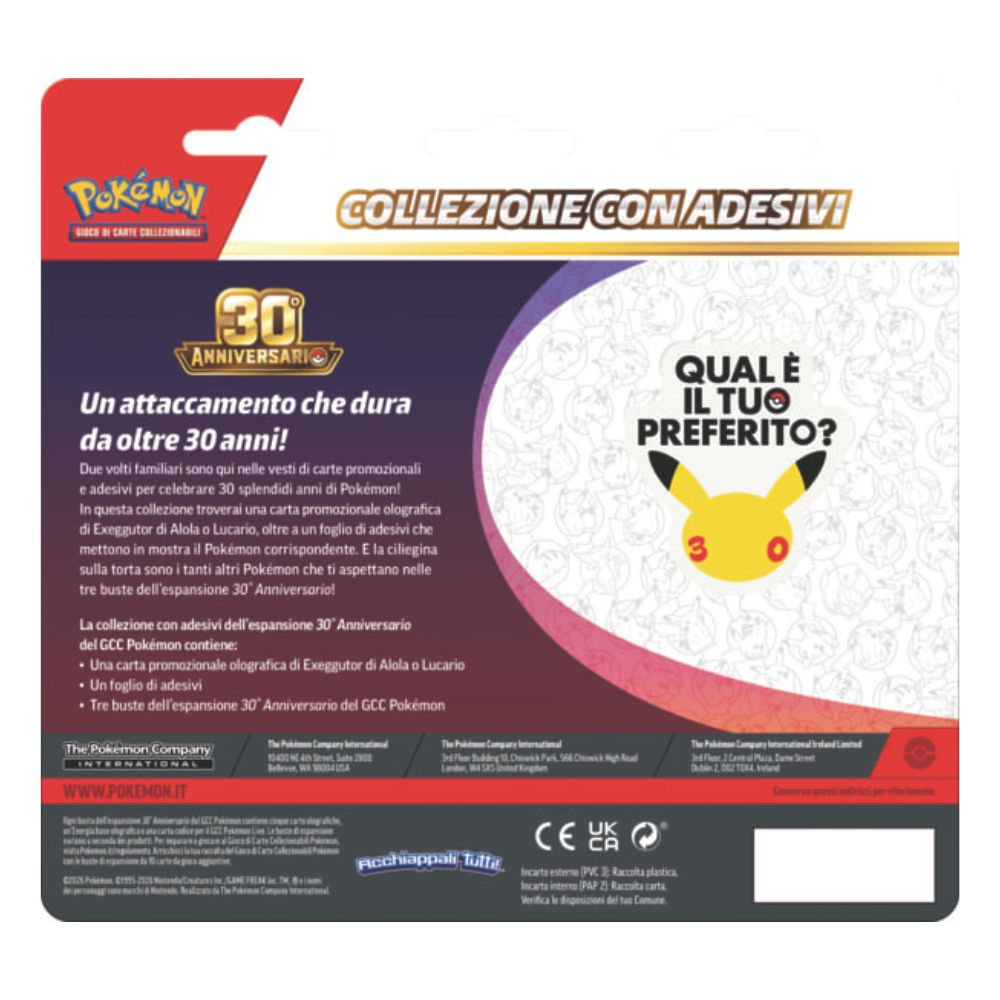PK10449-I - POKEMON - POKEMON 30 ANNIVERSARIO - COLLEZIONE CON ADESIVI DELL'ESPANSIONE - Immagine 4