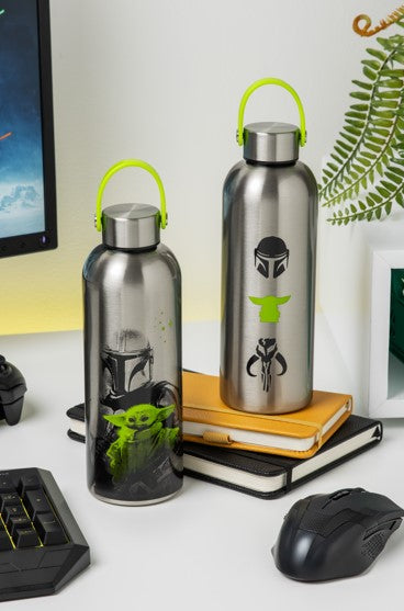 PP16275MAN - THE MANDALORIAN - MANDALORIAN AND GROGU METAL BOTTLE WITH CARRY LOOP - Immagine 2