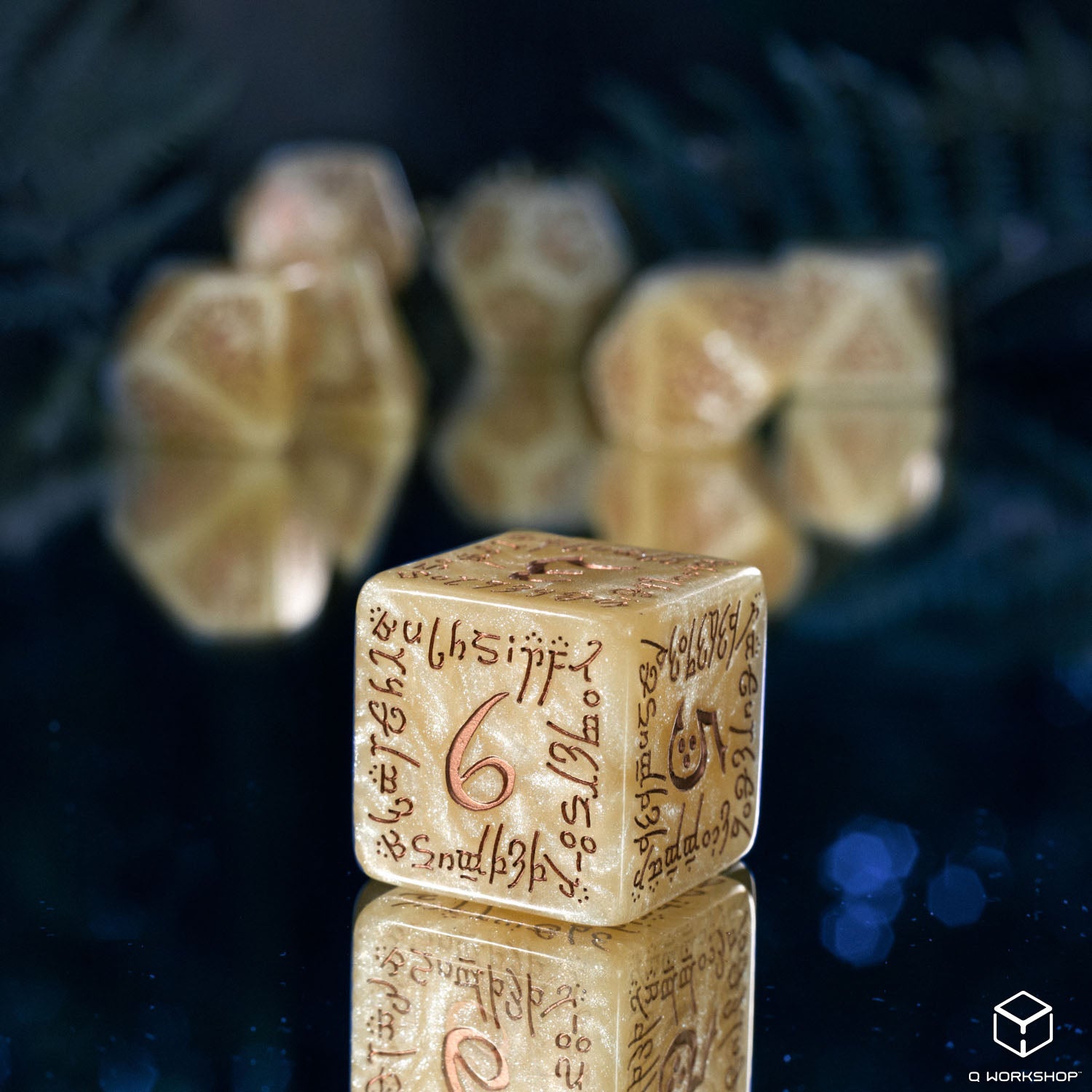 SJELV01 - JUMBO ELVISH DICE SET - ELVISH SHIMMERING BEIGE & COPPER - Immagine 3