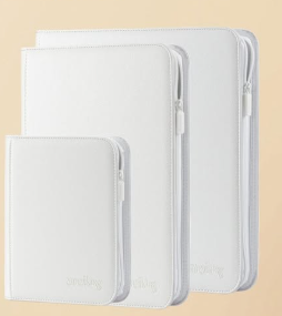 SANSEKING - SIDE LOADING ZIP CARD BINDER - PU LEATHER - 4 POCKETS BINDER - WHITE