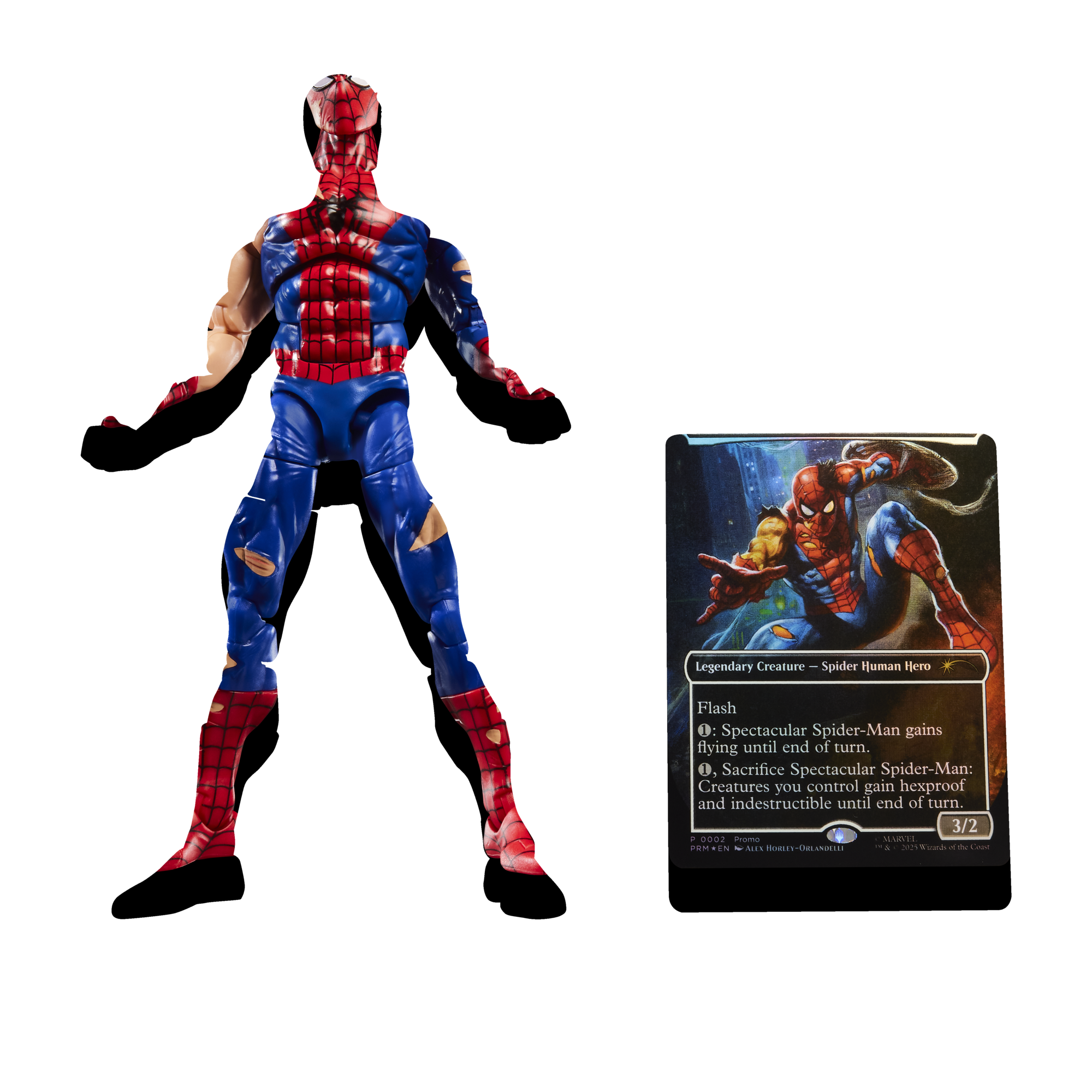 MARVEL CLASSIC LEGENDS - BATTLE DAMAGED SPIDER-MAN - ACTION FIGURE 15CM W/ MAGIC: THE GATHERING CARD