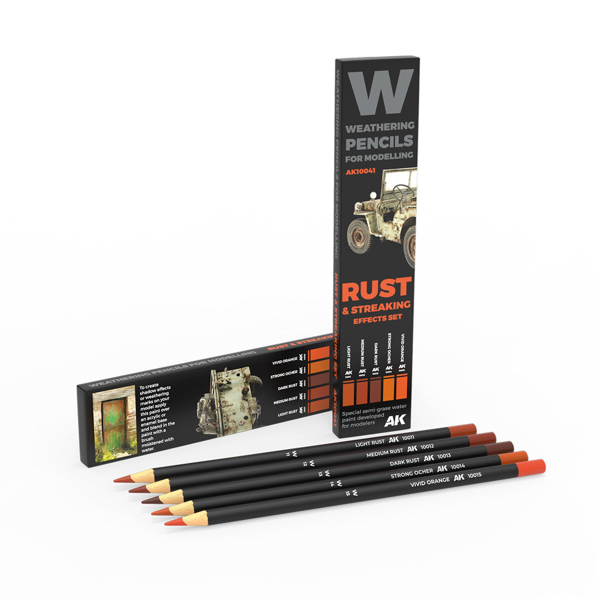 AK10041 - WEATHERING PENCILS - RUST AND STREAKING - SET DA 5 MATITE