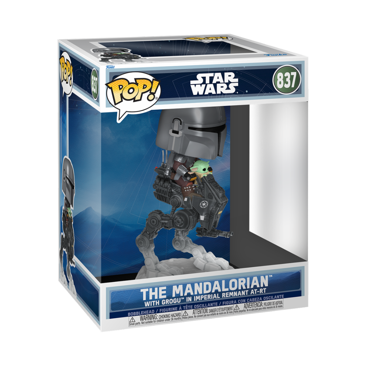 STAR WARS: MANDALORIAN & GROGU (2026) - POP FUNKO RIDE DELUXE VINYL FIGURE 837 THE MANDALORIAN W/GROGU IN IMPERIAL REMNANT AT-RT 15CM