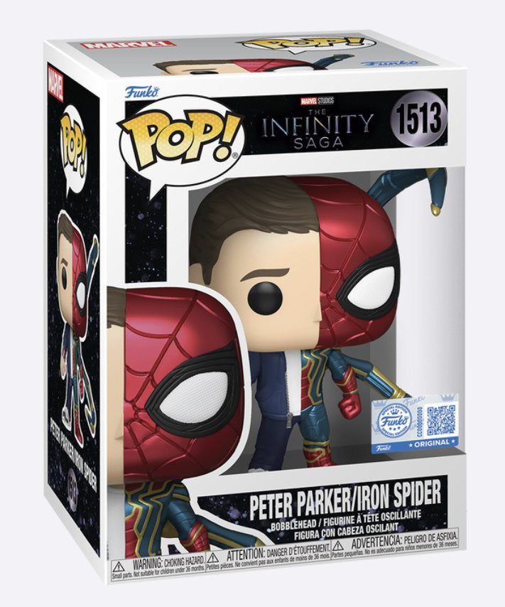 MARVEL - POP FUNKO VINYL FIGURE - IS SPLIT SPIDERMAN/PETER 9CM LCG25 EXCL