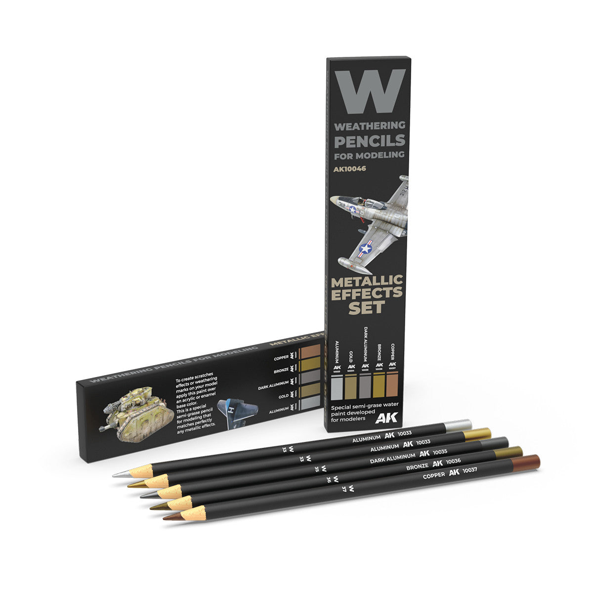 AK10046 - WEATHERING PENCILS - METALLICS - SET DA 5 MATITE