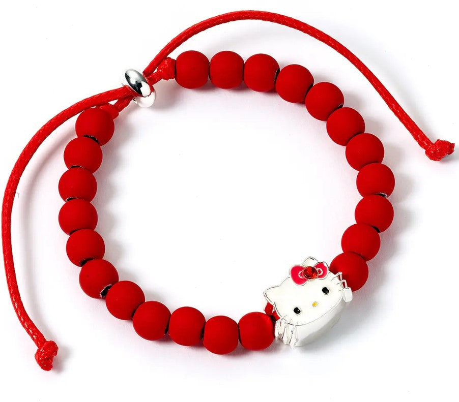EHKBB0001 - BRACCIALETTO DI PERLINE ROSSE CON CIONDOLO - HELLO KITTY
