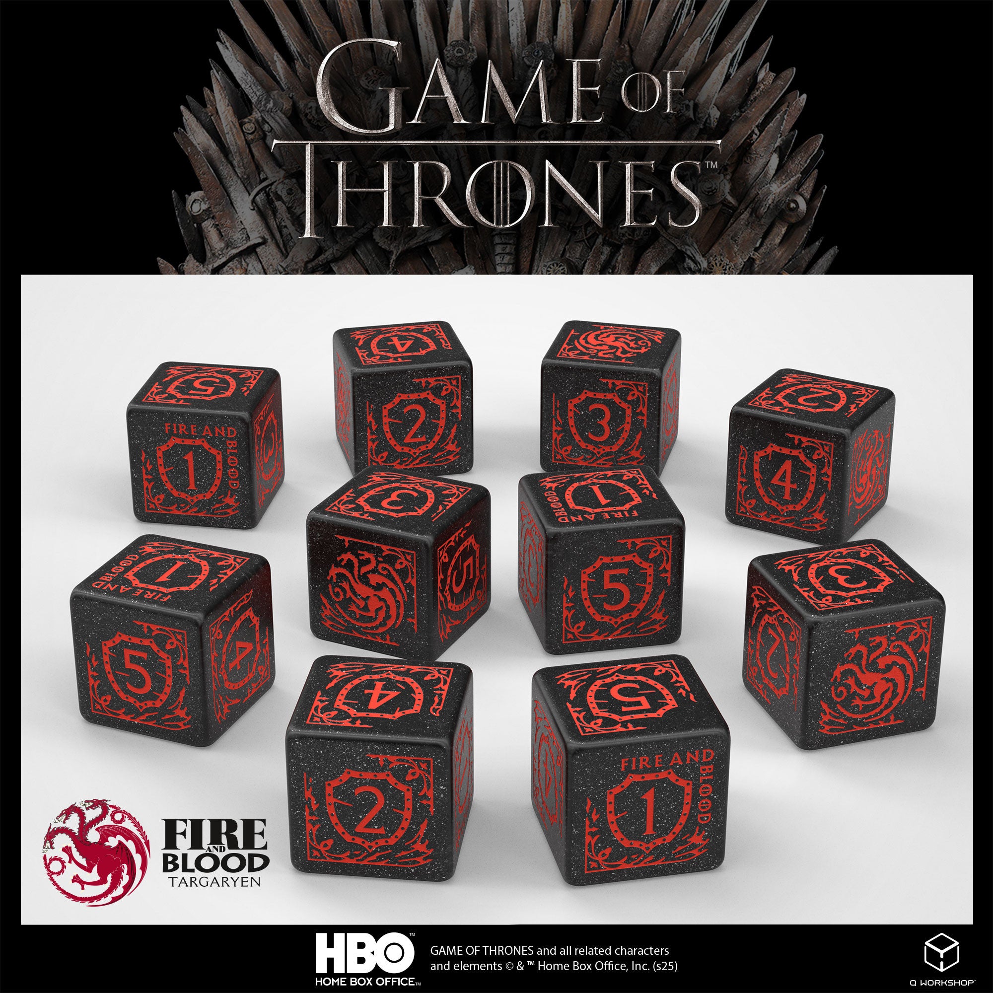 GOT/00190166/2025/3/A - SET 10 DADI - GAME OF THRONES - TARGARYEN