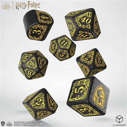 190142/2023/4/A - SET 7 DADI - HARRY POTTER HUFFLEPUFF MODEERN DICE SET: BLACK