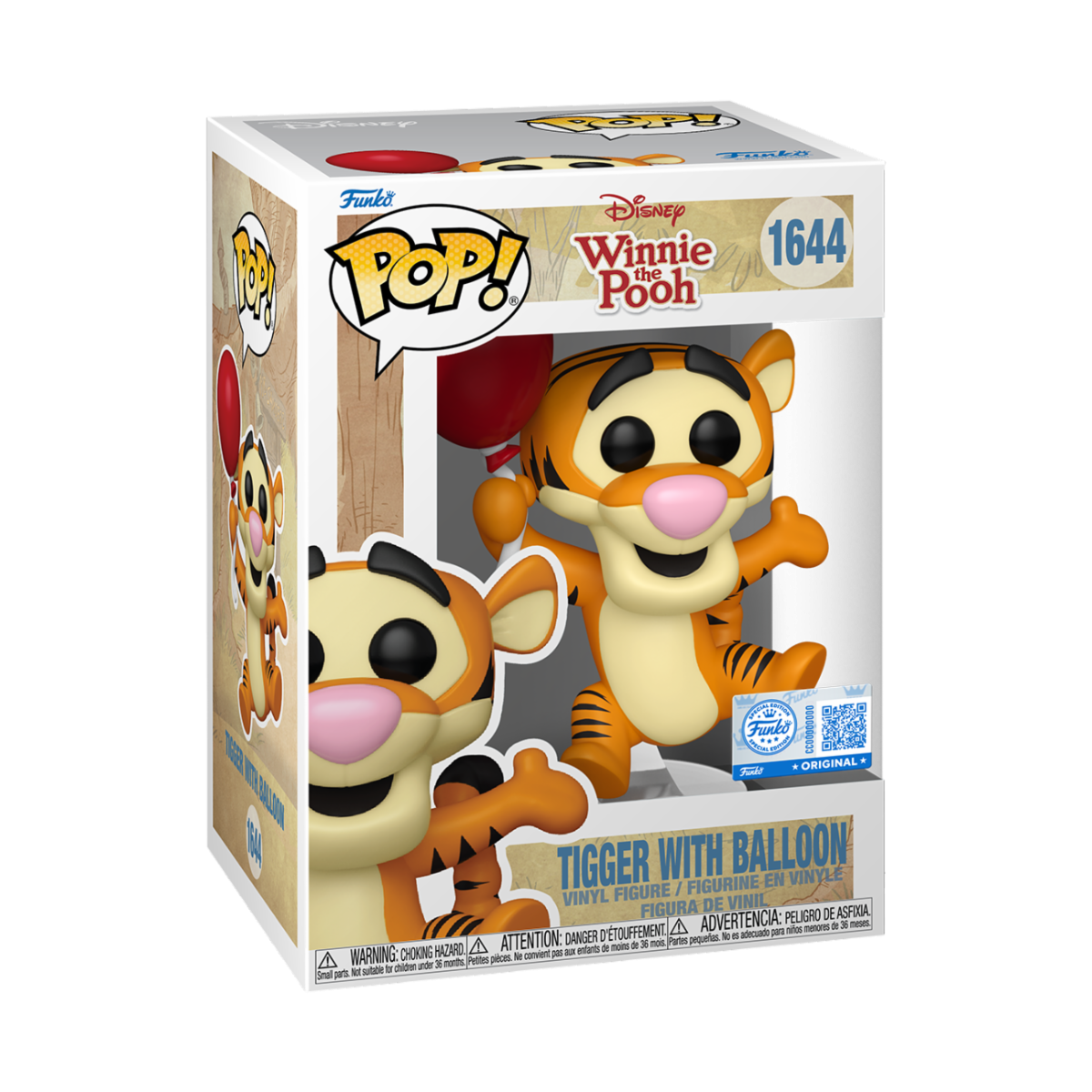 DISNEY: WINNIE THE POOH - POP FUNKO VINYL FIGURE 1644 TIGGER W/BALLOON 9CM