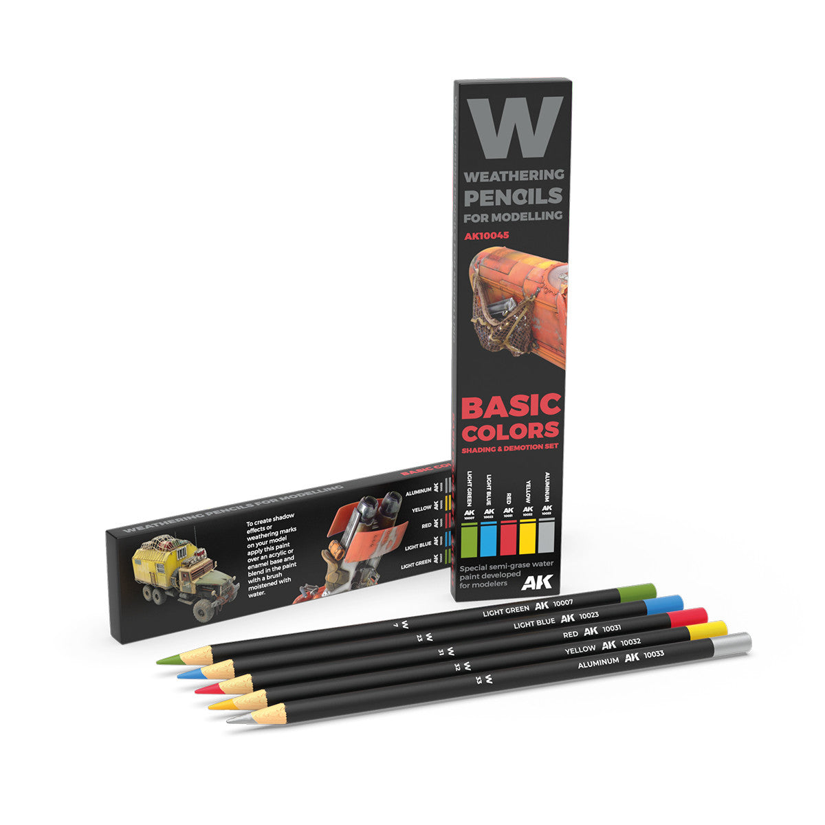 AK10045 - WEATHERING PENCILS - BASIC COLORS: SHADING & DEMOTION - SET DA 5 MATITE