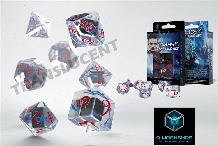 SCLE03 - SET 7 DADI CLASSICI TRASPARENTE ROSSOBLU - 55097