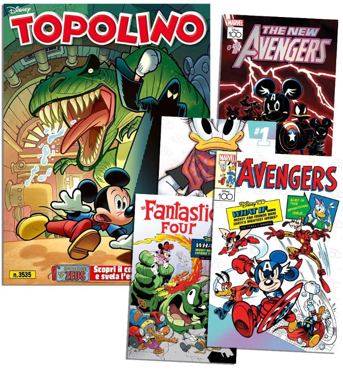 TOPOLINO 3535 + LITOGRAFIE MARVEL 5,6,7, E 8 (DI 12)