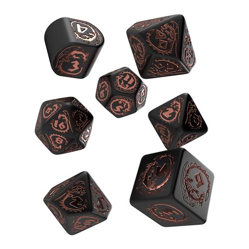 RDRA07 - SET 7 DADI - DRAGONS MODERN BLACK COPPER