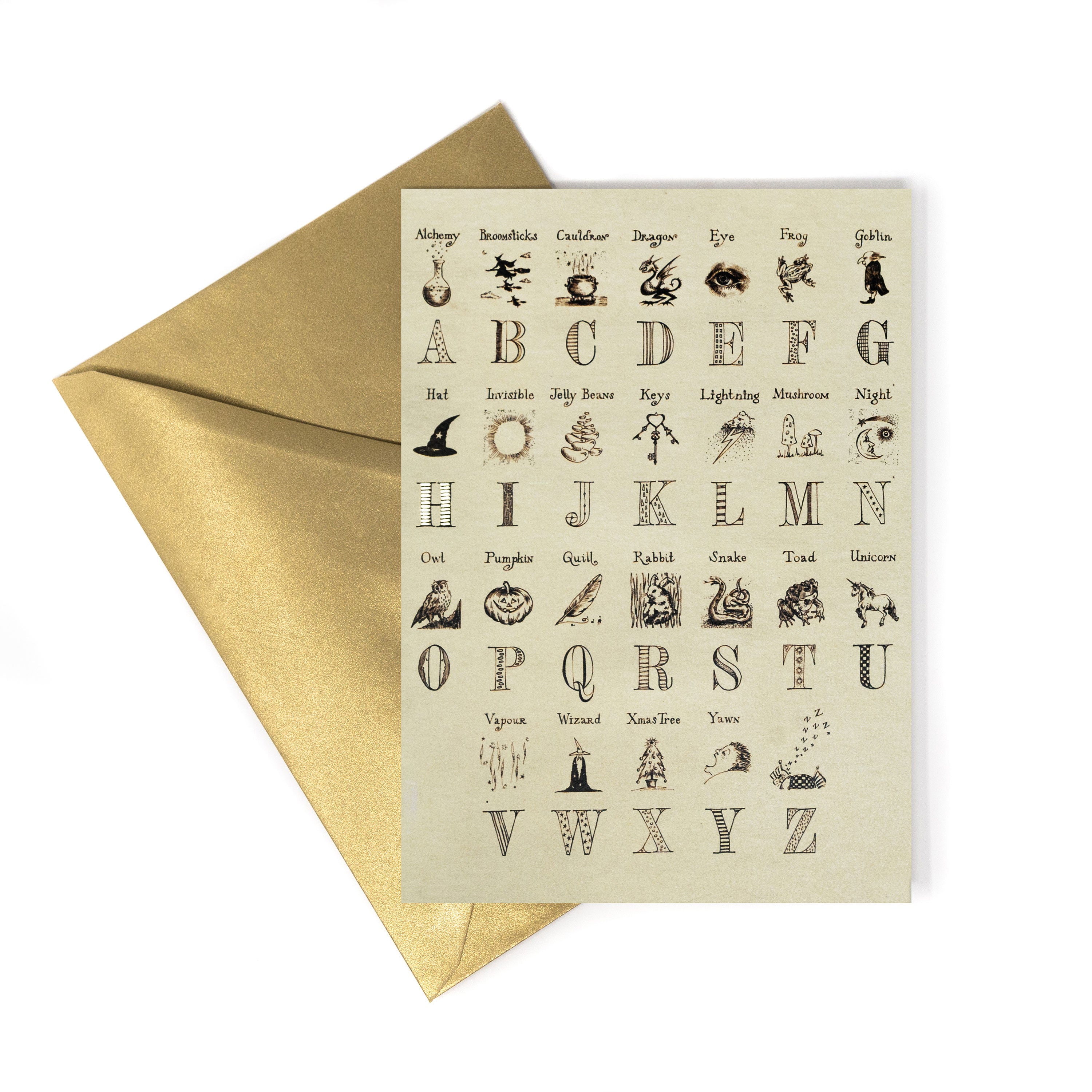 HPCARD42 - HARRY POTTER - GODRIC'S HOLLOW: ALPHABET FROM HARRY POTTER'S BEDROOM - NOTECARD