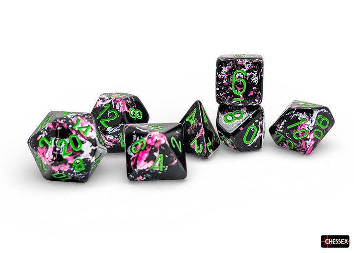CHX 24414 - BRUSH POLYHEDRAL SET 7 DADI - PAINTBALL/GREEN