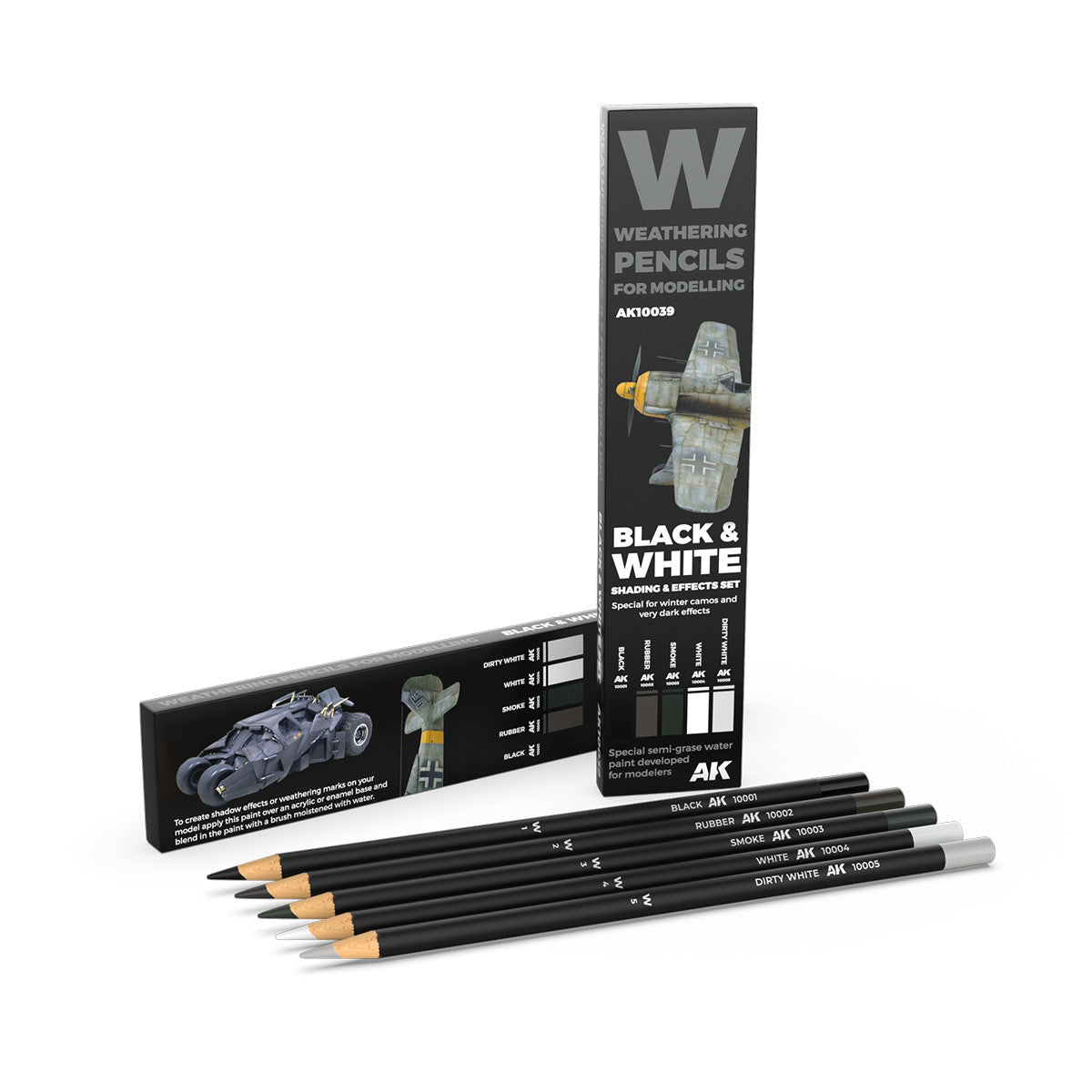 AK10039 - WEATHERING PENCILS - BLACK AND WHITE - SET DA 5 MATITE