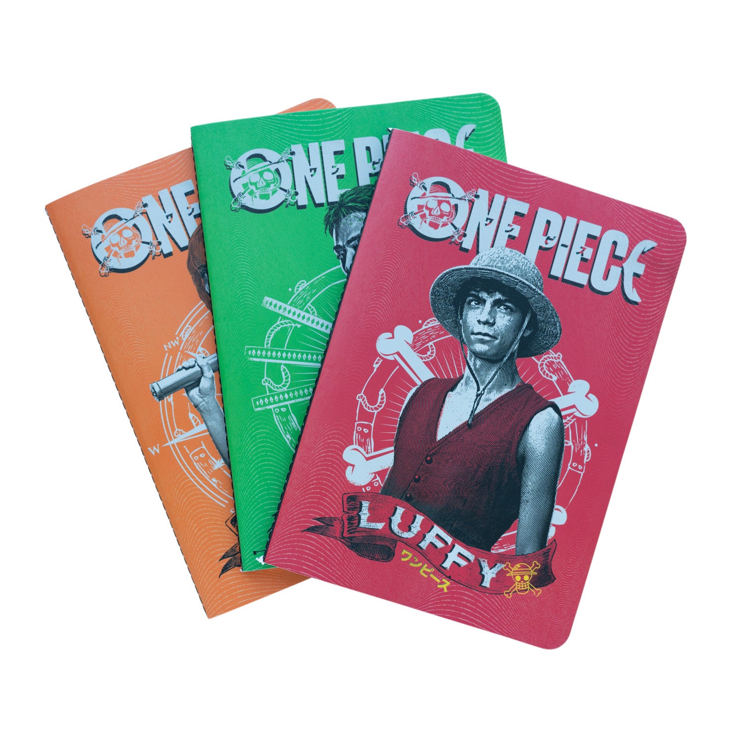 PCA5007 - ONE PIECE: NETFLIX - SET 3 A5 NOTEBOOK - MONKEY D. LUFFY, RORONOA ZORO & NAMI