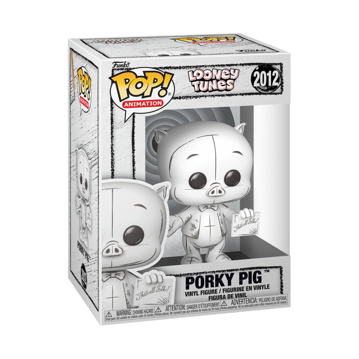 LOONEY TUNES - POP FUNKO VINYL FIGURE 2012 PORKY PIG (SKETCHED) 9CM