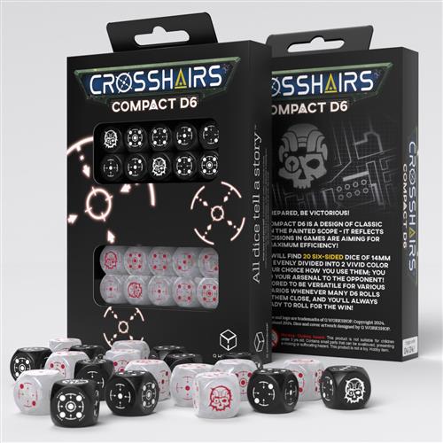 STCA05 - SET 20 DADI D6 COMPACT - CROSSHAIRS - NERO/PERLA