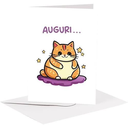 BIGLIETTO AUGURI - BA18 - KAWAII GATTONE