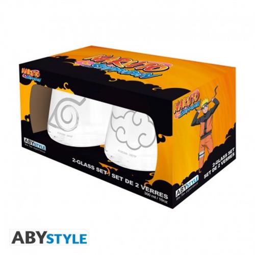 ABYVERR288 - NARUTO SHIPPUDEN - SET DI 2 BICCHIERI - KONOHA & AKATSUKI