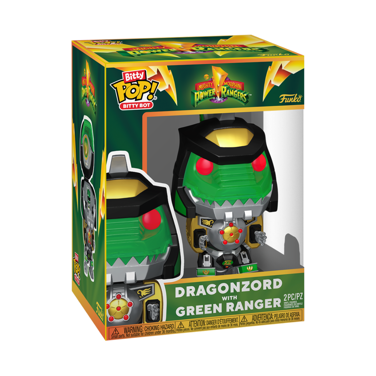 90115 - POWER RANGERS - POP FUNKO BITTY VINYL FIGURE - DRAGONZORD WITH GREEN RANGER
