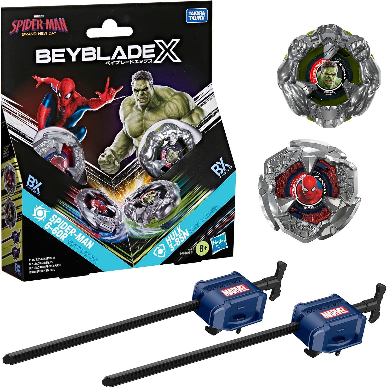BEYBLADE-X - SPIDER-MAN BND DUAL PACK - SPIDER-MAN 6-60R & HULK 3-85N