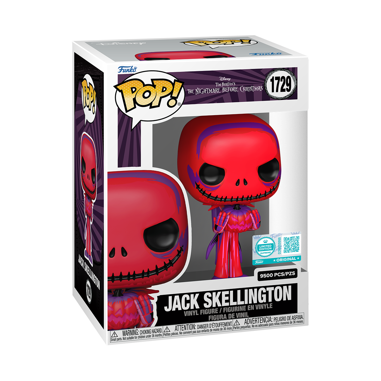 THE NIGHTMARE BEFORE CHRISTMAS S9 - POP FUNKO VINYL FIGURE SUPREME - JACK W/PUMPKIN 9CM FUNSIDE EXCL
