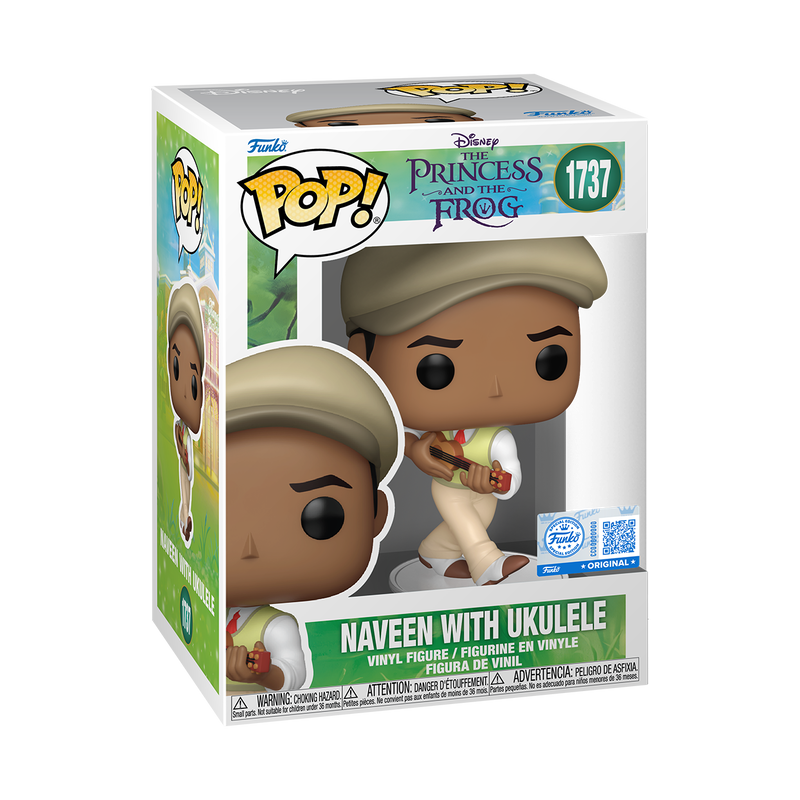 DISNEY: THE PRINCESS AND THE FROG - POP FUNKO VINYL FIGURE 1737 NAVEEN WITH UKULELE 9CM
