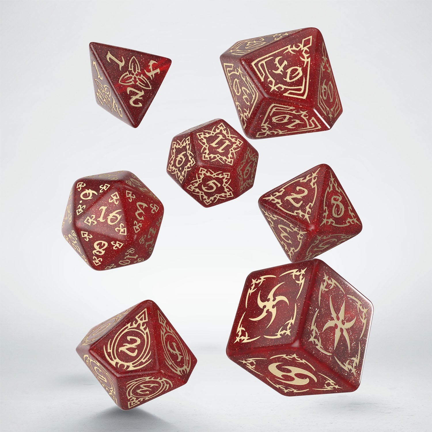 STRB03 - TRIBAL DICE SET: SHIMMERING RED AND BEIGE