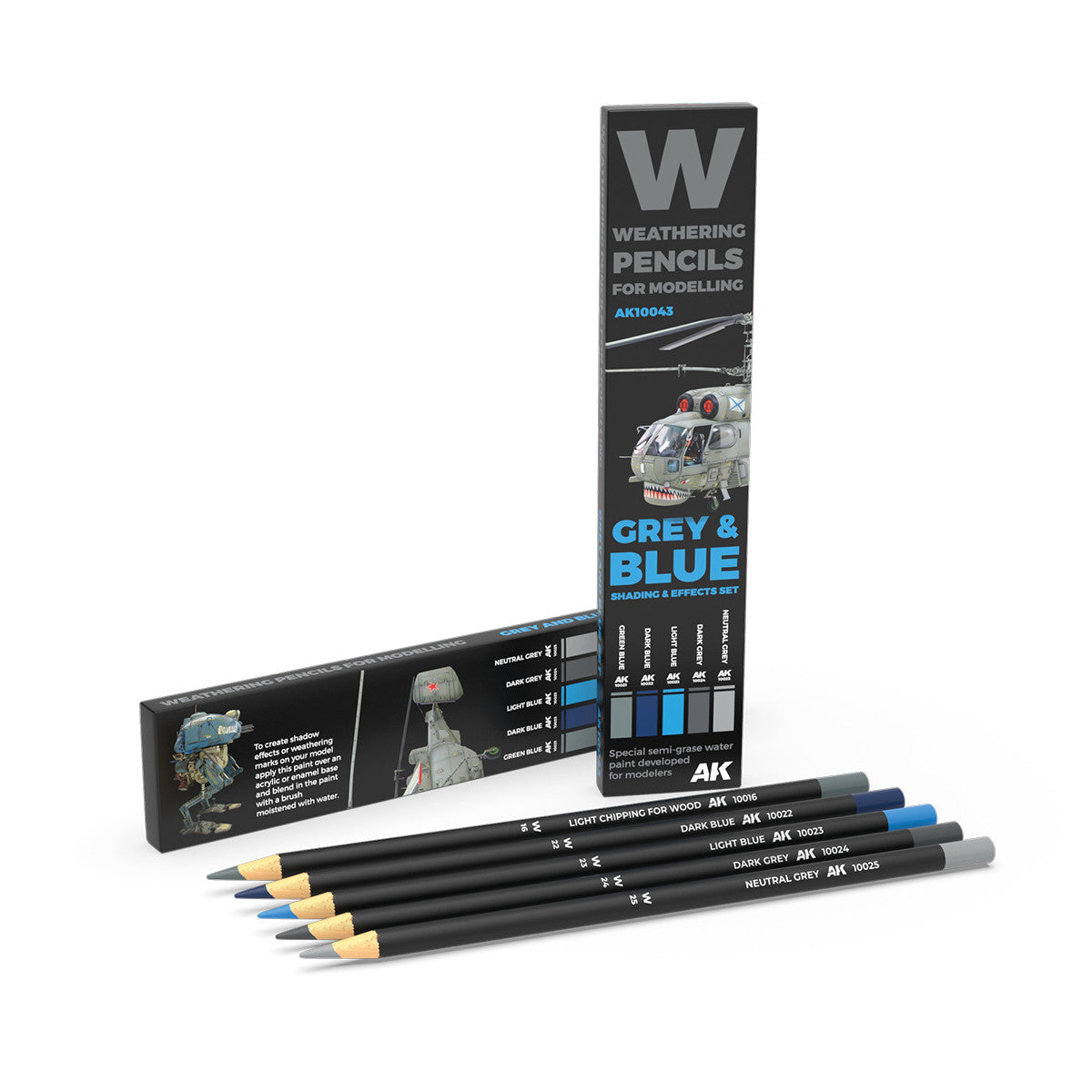 AK10043 - WEATHERING PENCILS - GREY AND BLUE CAMOUFLAGES - SET DA 5 MATITE