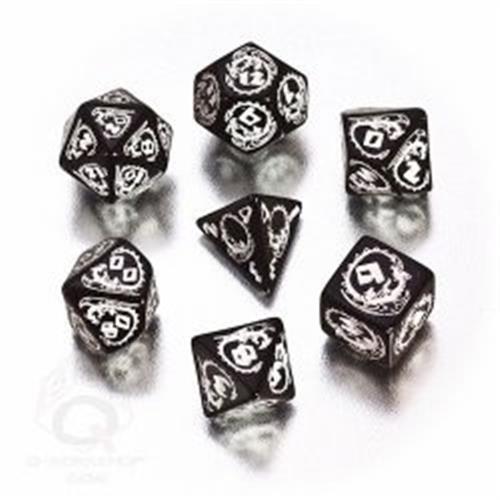 SDRA01 - SET 7 DADI DRAGONS NERO/BIANCO - 55092