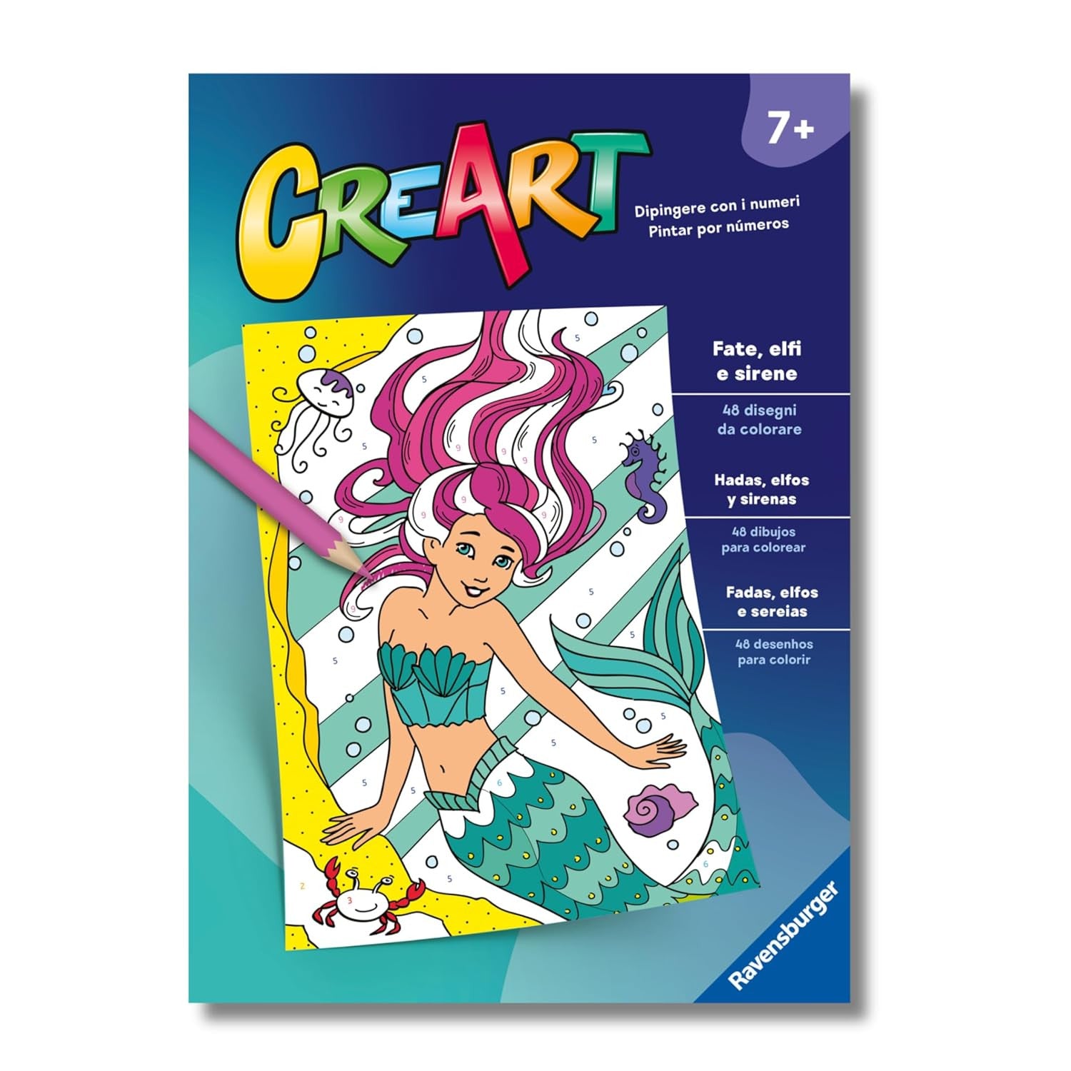 96013 - CREART: LIBRO DA COLORARE - FATE, ELFI E SIRENE