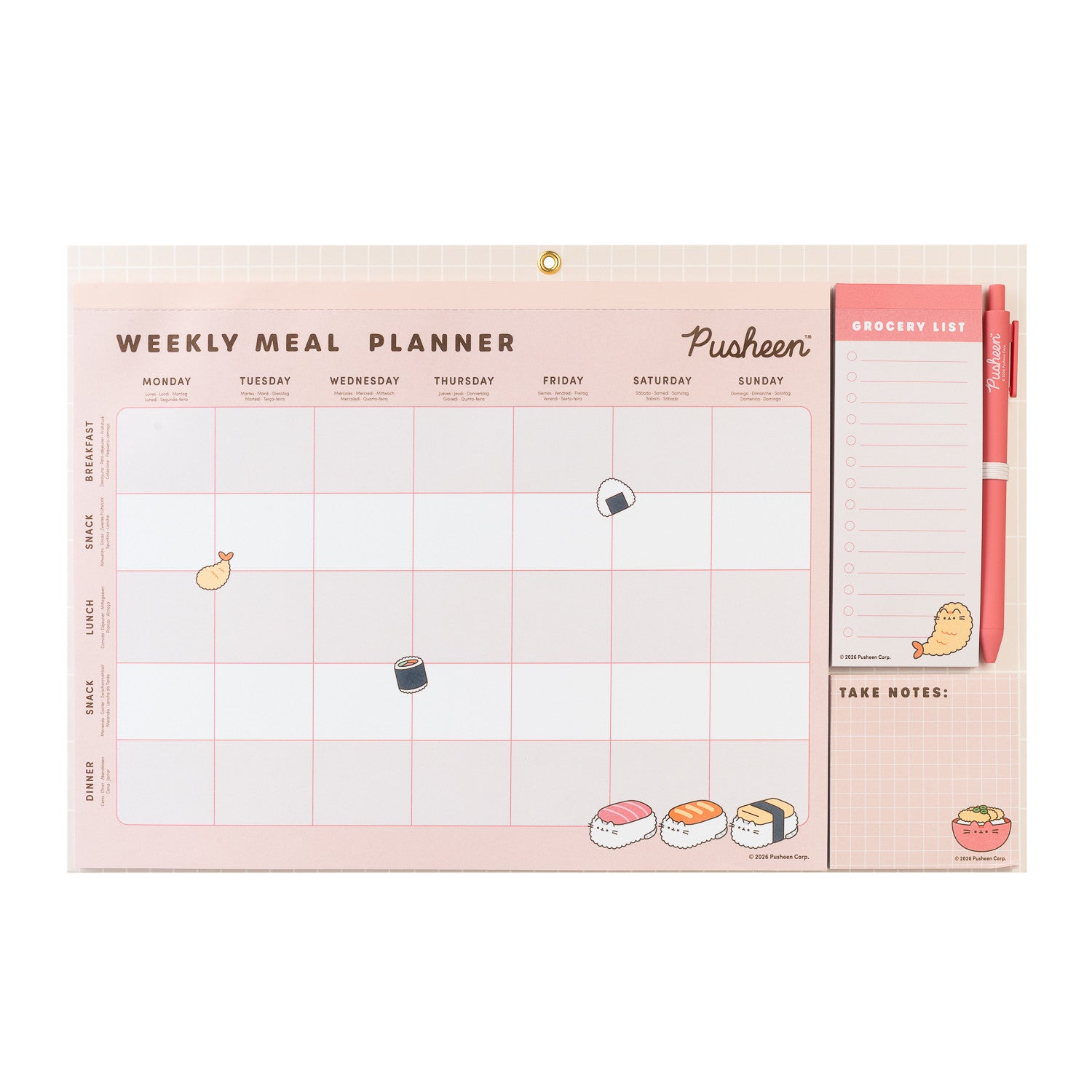 PCM002 - PUSHEEN SUSHI ROLL - PLANNER DEI PASTI MAGNETICO