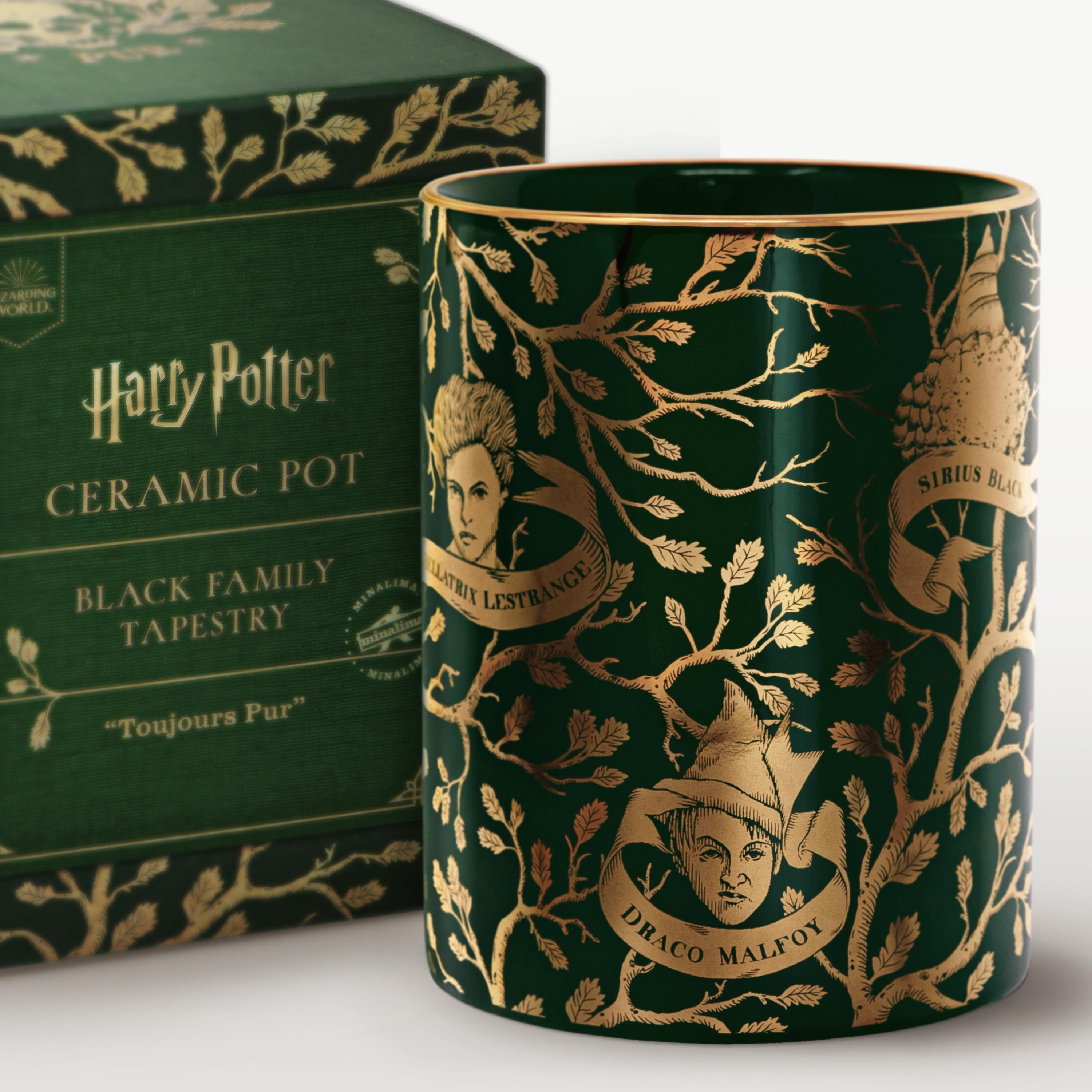 HPPOT01 - BLACK FAMILY TAPESTRY: "TOUJOURS PUR" CERAMIC POT