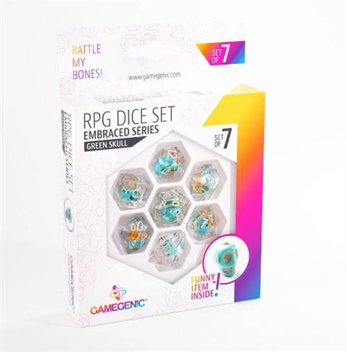 GGS50004ML - EMBRACED SERIES - SET 7 DADI POLIEDRICI - GREEN SKULL