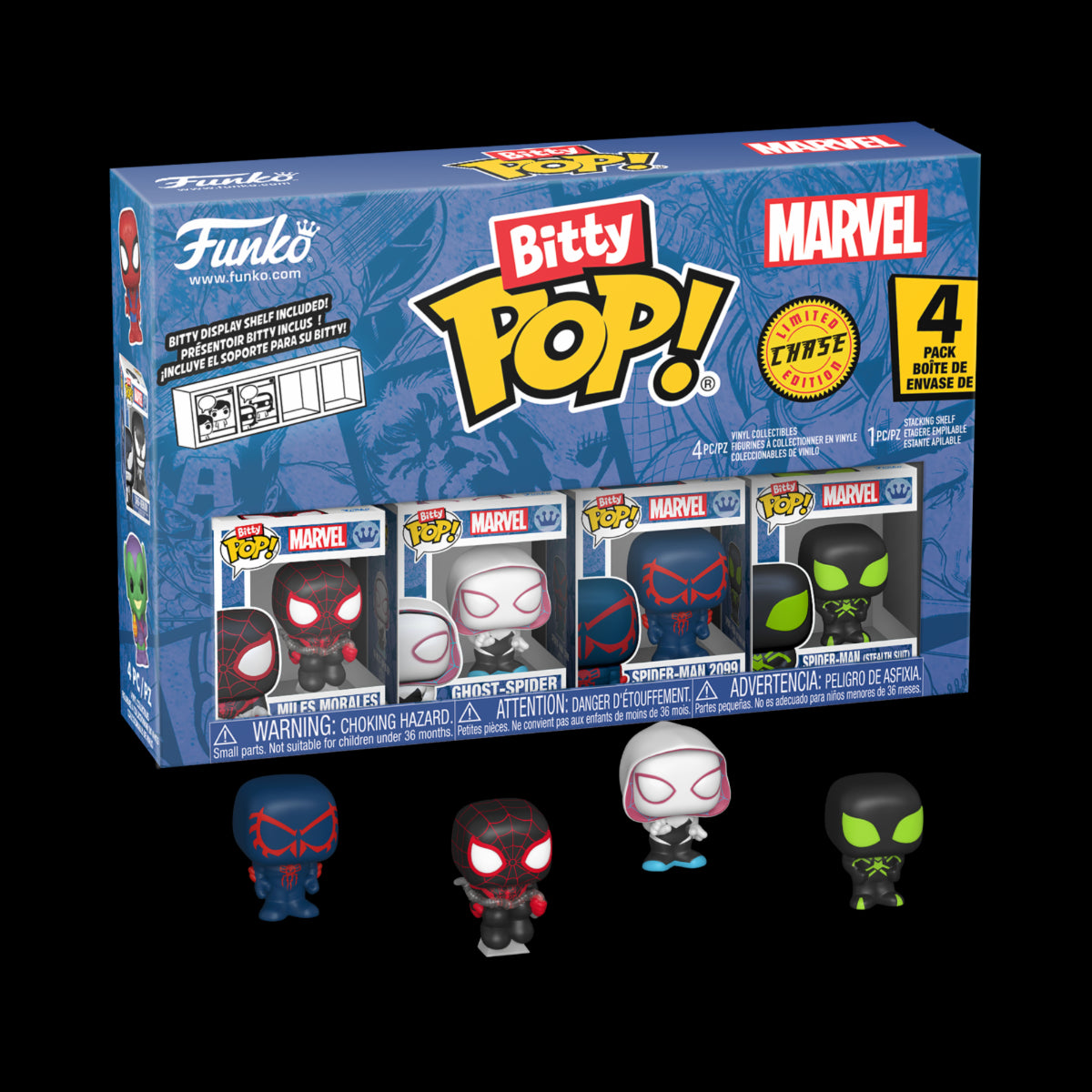 85702 - MARVEL: SPIDER-MAN - POP FUNKO BITTY VINYL FIGURE - MILES MORALES (4PK)