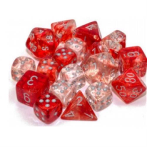 CHX 27554 - SET 7 DADI POLIEDRICI - NEBULA RED/SILVER LUMINARY